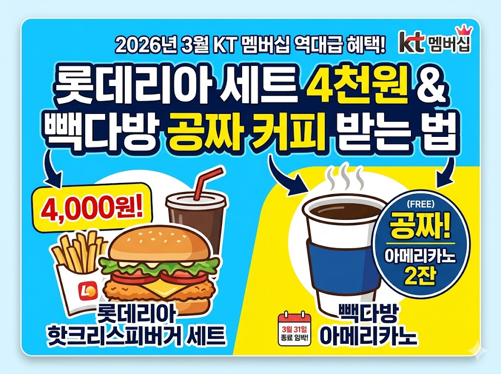 롯데리아 세트 4천원 & 빽다방 공짜 커피 받는 법