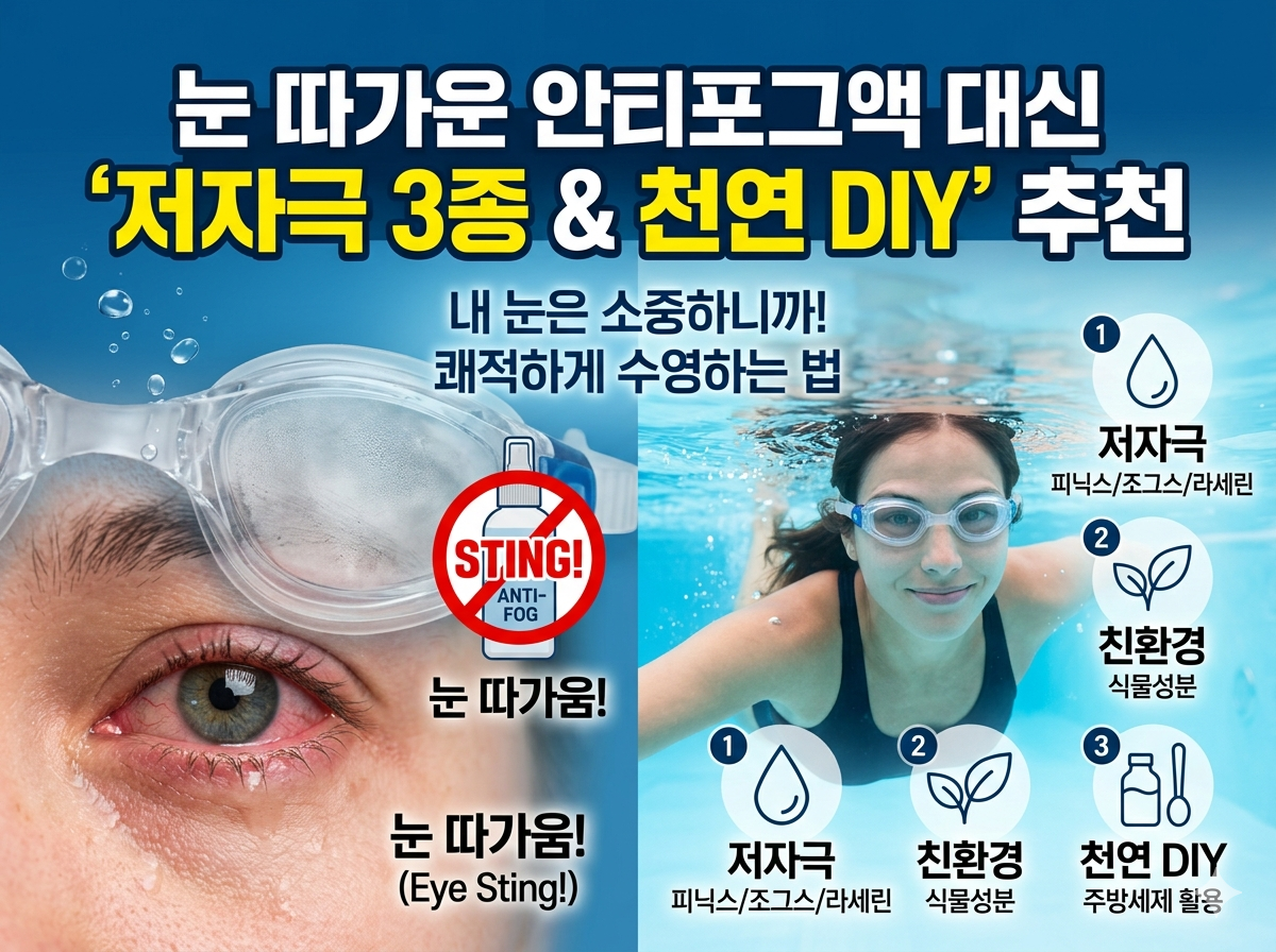수경 습기 해결! 눈 따가운 안티포그액 대신 ‘저자극 3종 & 천연 DIY’ 추천