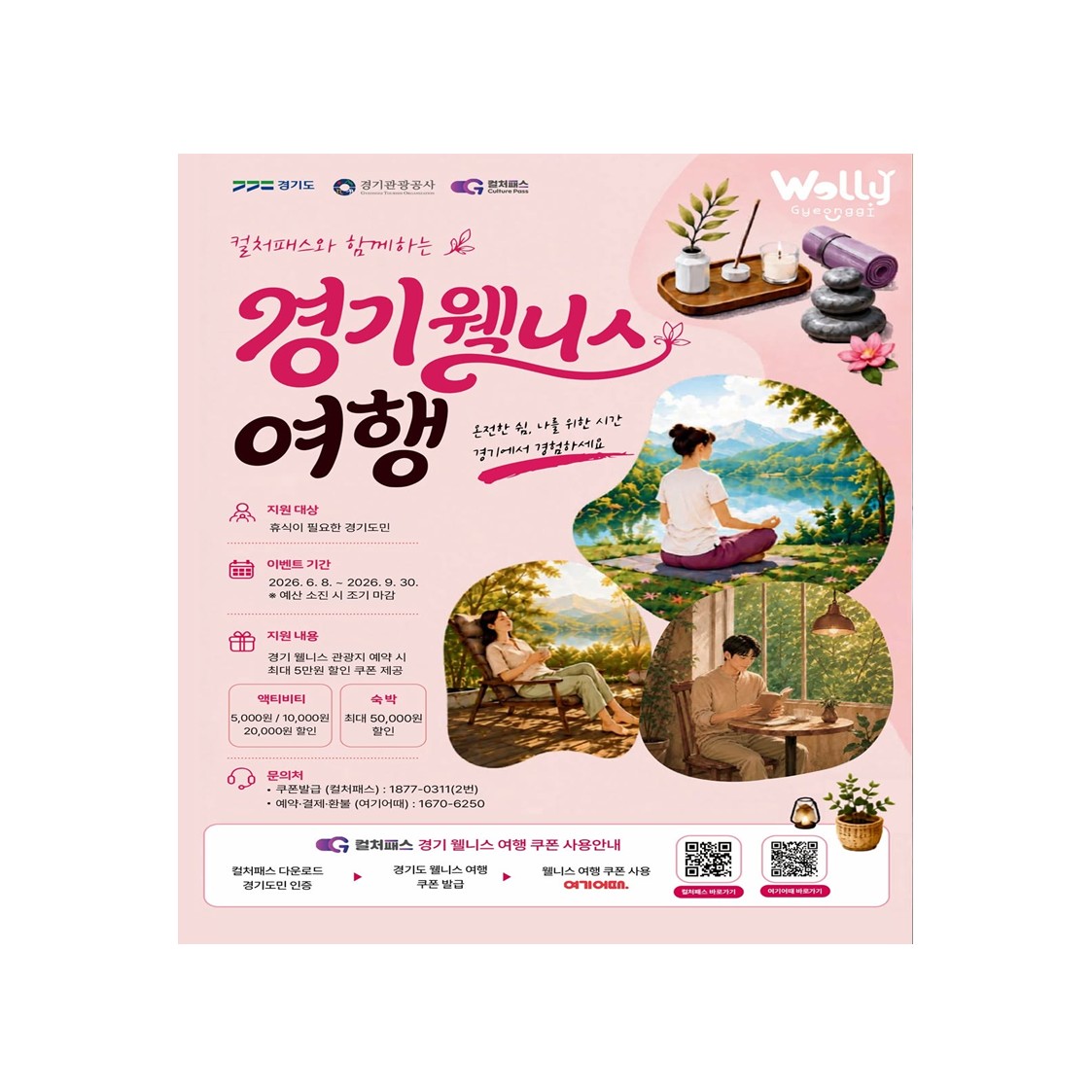 최대 5만 원 할인! 2026 경기 웰니스 여행 쿠폰 발급 방법 총정리 (컬처패스 X 여기어때)
